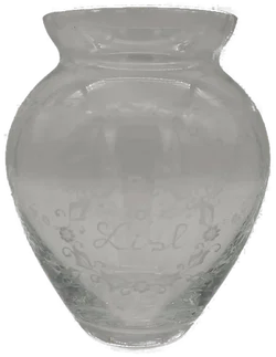 Bohemia Vase graviert, mit Ornamenten und dem Namen "Lisl", H / 18 cm – Vorschau 2