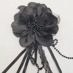 Schwarze Blumen-Brosche - ca. 37cm insgesamt  - Bild 4