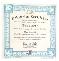 Sammelteller „Kindheitsfreuden der Jahreszeiten“ von M.I. Hummel - Dezember (Teller A 1274) – Vorschau 3