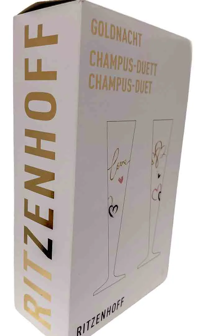 Ritzenhoff Goldnacht Champus-Duett – 2 Champagnergläser mit Geschenkbox – Bild 3