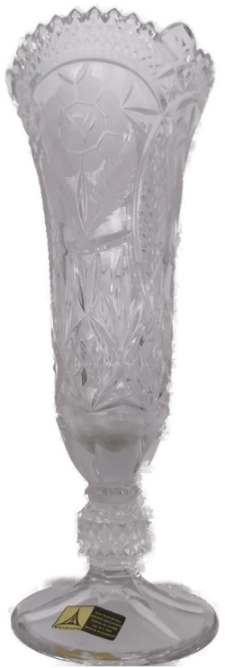 Edle Bleikristall Fußvase von Annahütte, Vintage Kristallvase mit Rosen-Dekor, 28 cm hoch – Vorschau 4