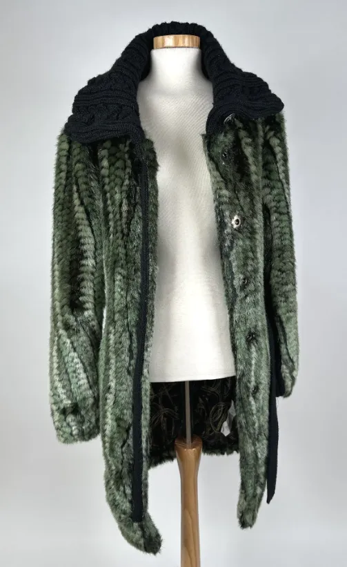 Desigual - Damen - Strick Kunstfell Midi Mantel - Gr. 40 – Bild 2