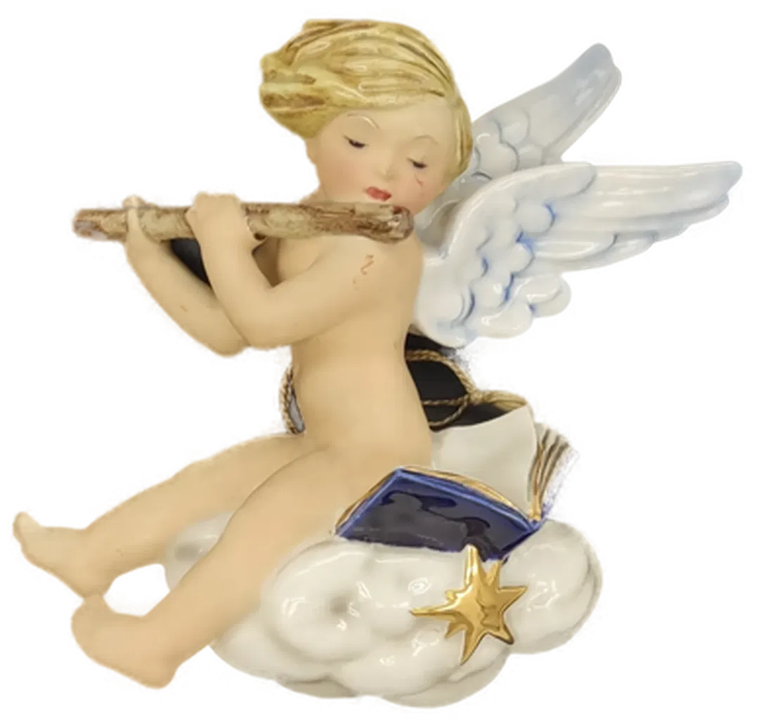 Figur eines Flöte spielenden Engels aus Keramik  - Bild 1