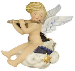 Figur eines Flöte spielenden Engels aus Keramik  - Bild 1
