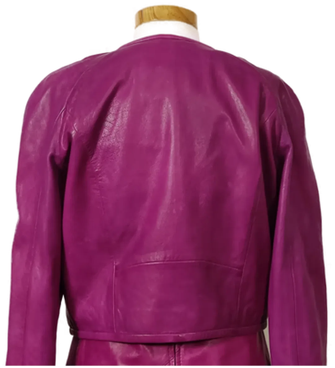 Cigno Nero Damen Zweiteiler Kleid mit Jacke aus Leder in pink Gr.36 – Bild 7