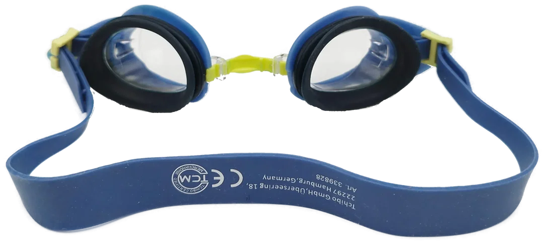 Tchibo Haifisch Schwimmbrille - Band ca. 35cm / blau-gelb – Bild 3