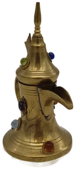 Orientkanne aus Messing mit Schmucksteinen, antik - Bild 2