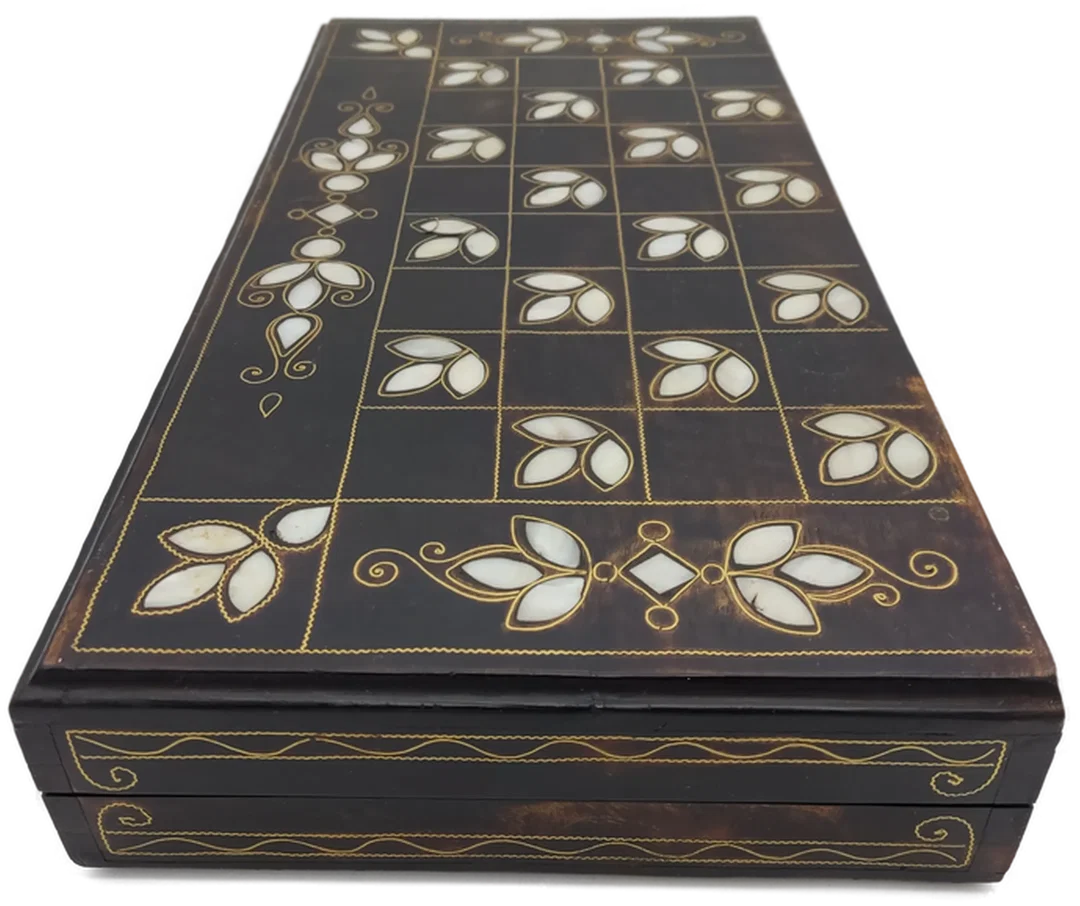 Backgammon Sonstige Messing/Perlmutt (1 Stein fehlt) | Vintage-Charme – Bild 4