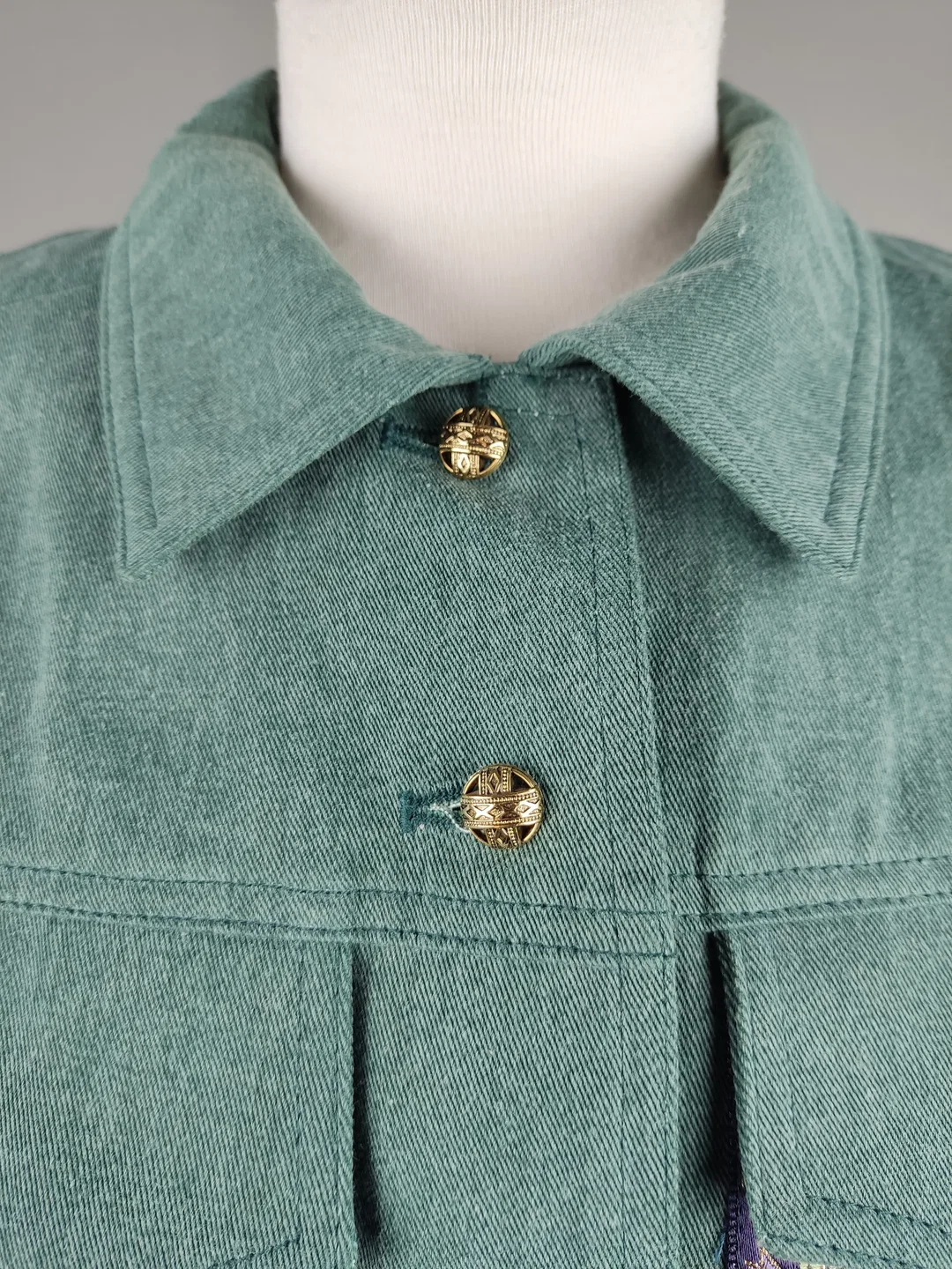 Vintage Jeansjacke grün - XL/42 – Bild 5