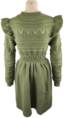 Damenkleid Shein Olivgrün, Strickoptik | Winterlicher Charme – Vorschau 3
