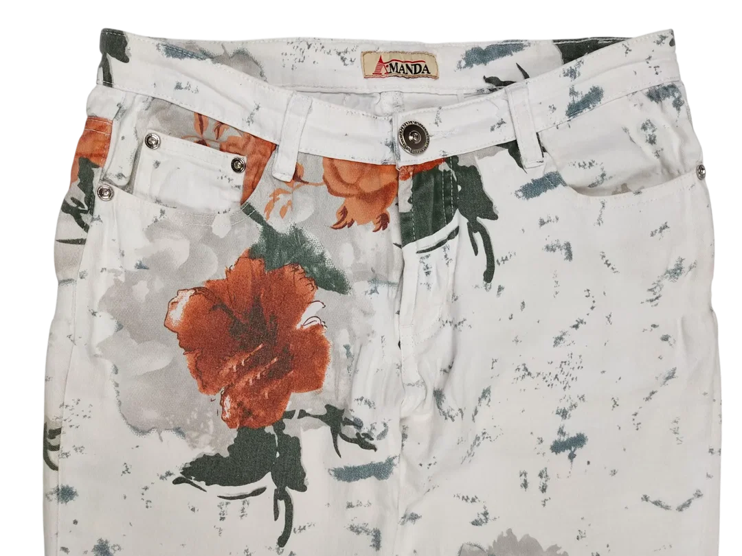Amanda Damen Hose, weiß/florales Muster - Gr. M – Bild 3
