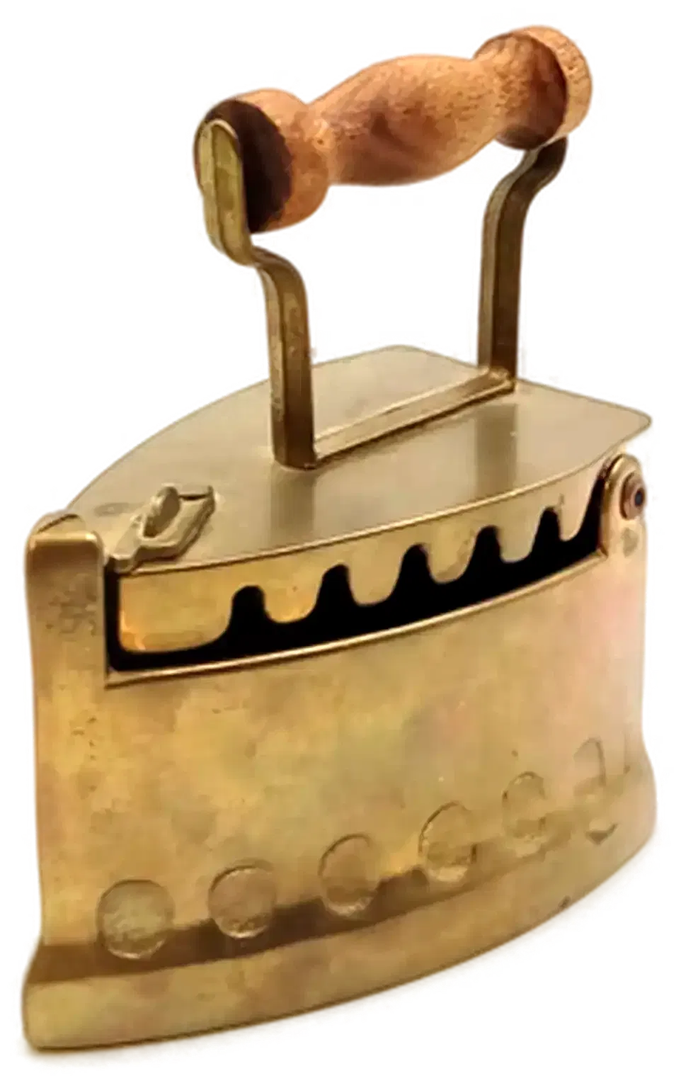 Deko Bügeleisen Antik-Design aus Messing mit Holzgriff - Bild 1