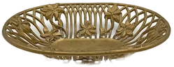 Jugendstil Messingschale "MOD DEP" – Ovale Dekoschale mit floralem Durchbruchmuster – Vorschau 4