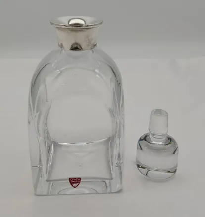Orrefors Kristallglaskaraffe Whisky Sterlingsilber – Bild 5