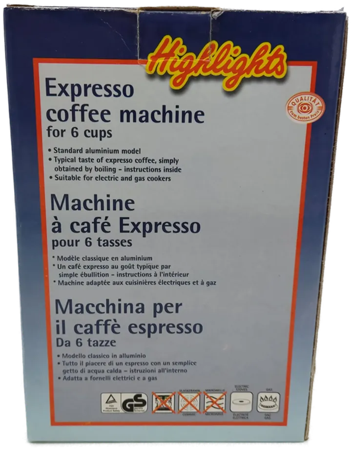 Highlights  Espresso/Mokka/Kaffee-Kocher für den Herd, 6 Tassen – Bild 3