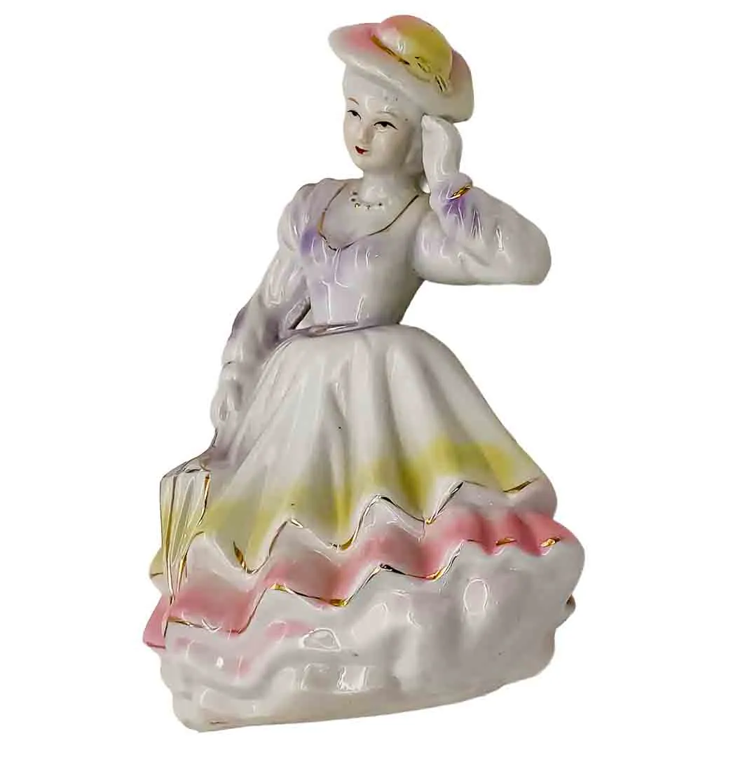Elegante Porzellanfigur „Dame mit Hut und Schirm“ ca. 19 cm - Bild 1