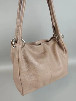 Handtasche aus Leder - taupe - Bild 3