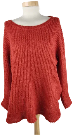 Pullover 'Amisu', langarm mit Rundhalsausschnitt, gestrickt, terracotta, Größe S - Bild 1