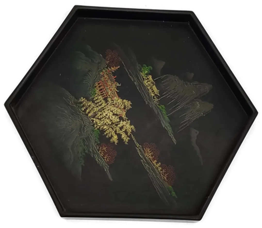 Vintage Japanisches Lacktablett mit Chinoiserie Dekor - Bild 1