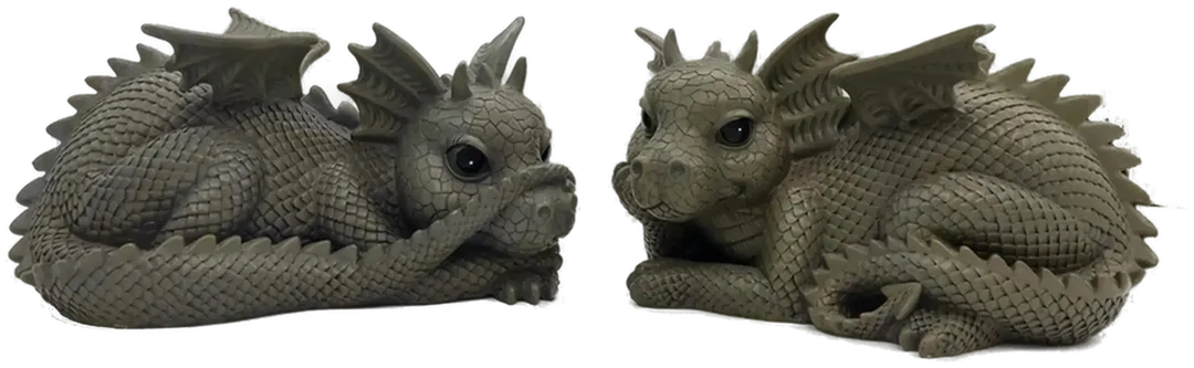 Deko-Figuren-Set – 2 liegende Drachen aus Kunststoff (leicht, detailliert gearbeitet) - Bild 4