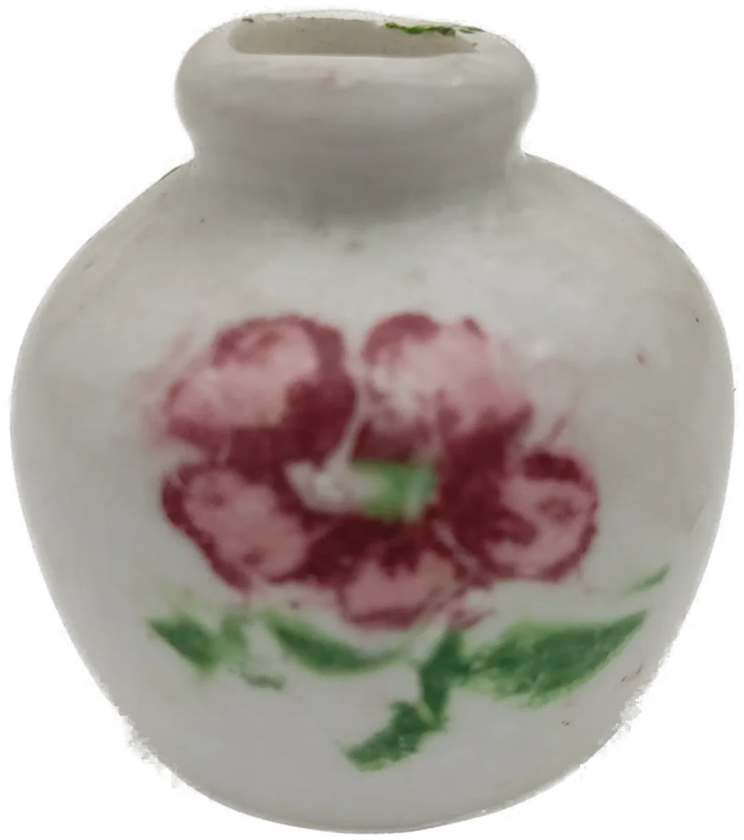 Puppenhaus Zubehör: Miniatur Keramikvase mit Blumenmotiv | Sammlerstück  - Bild 1