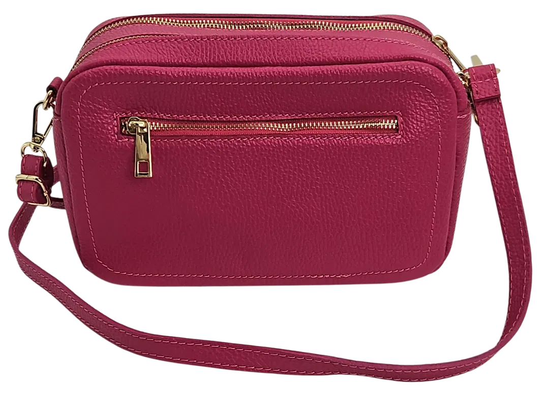 GENUINE LEATHER Damen Umhängetasche - rosa - Bild 4