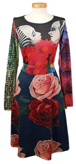 Desigual Damen Midikleid mehrfarbig gemustert Gr. L - Bild 1