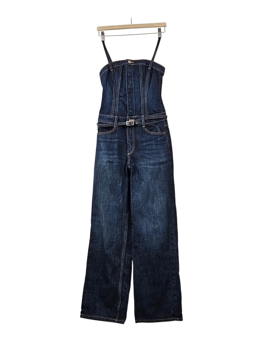 ZARA Damen Jeans-Jumpsuit, dunkelblau - Gr. S / 36 - Bild 4
