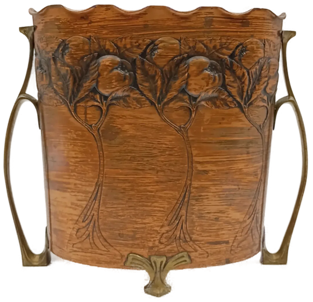 Antiker Jugendstil Vase von Carl Deffner aus Kupfer und Messing um 1900 – Bild 2