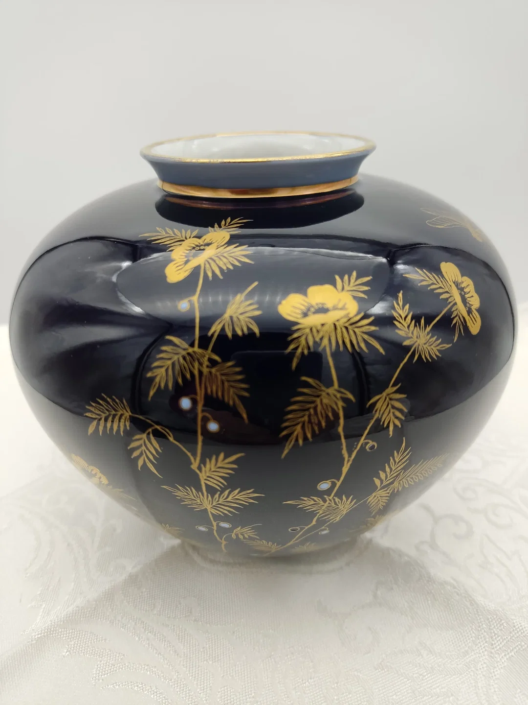 Vase Weimar Porzellan,  Echt Kobalt mit Golddekor | Zeitloser Klassiker - Bild 4