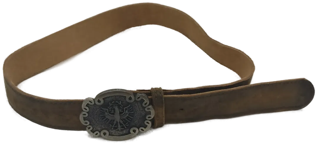 Leder-Gürtel Braun mit Ornament-Schnalle - Bild 1