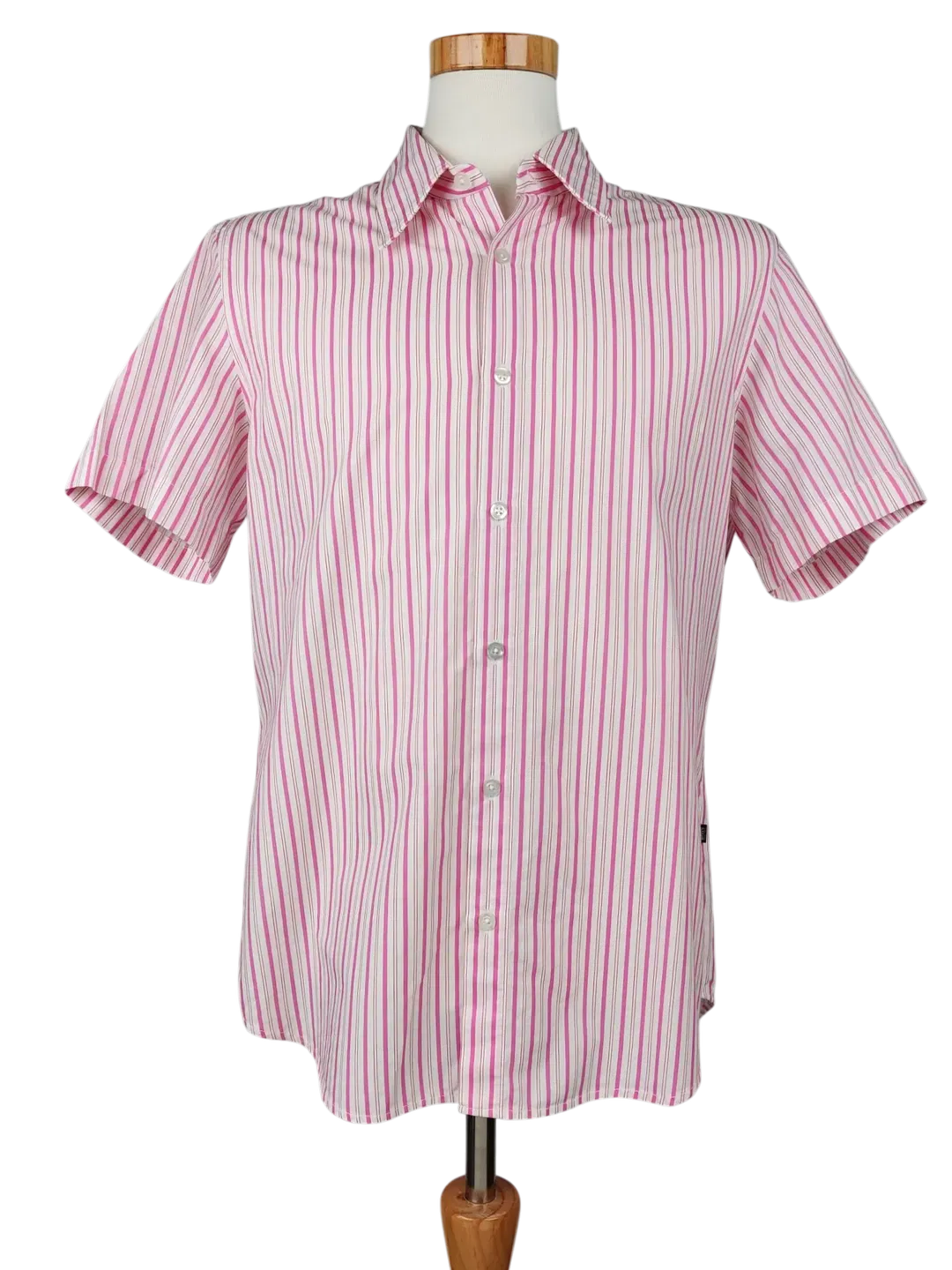 Hugo Boss Herren Kurzarmhemd, weiß/rosa - Gr. L - Bild 1