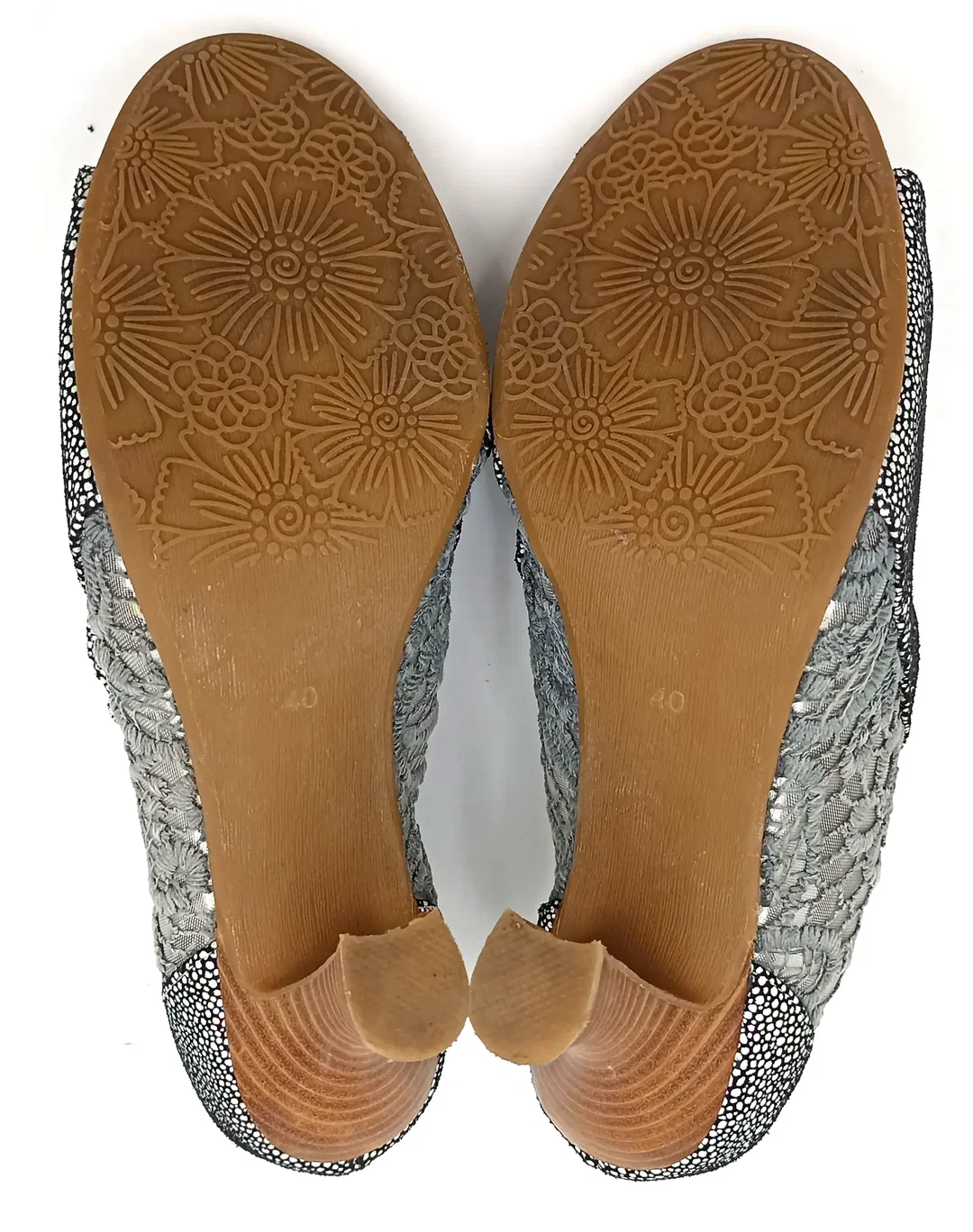 Laura Vita France Damen Peeptoes Pumps Blumendetails  silver/schwarz – Bild 5