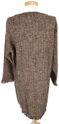 Strickkleid dreiviertelarm mit Rundhalsausschnitt, braun/schwarz meliert mit Taschen, Größe 38 (geschätzt) - Bild 4