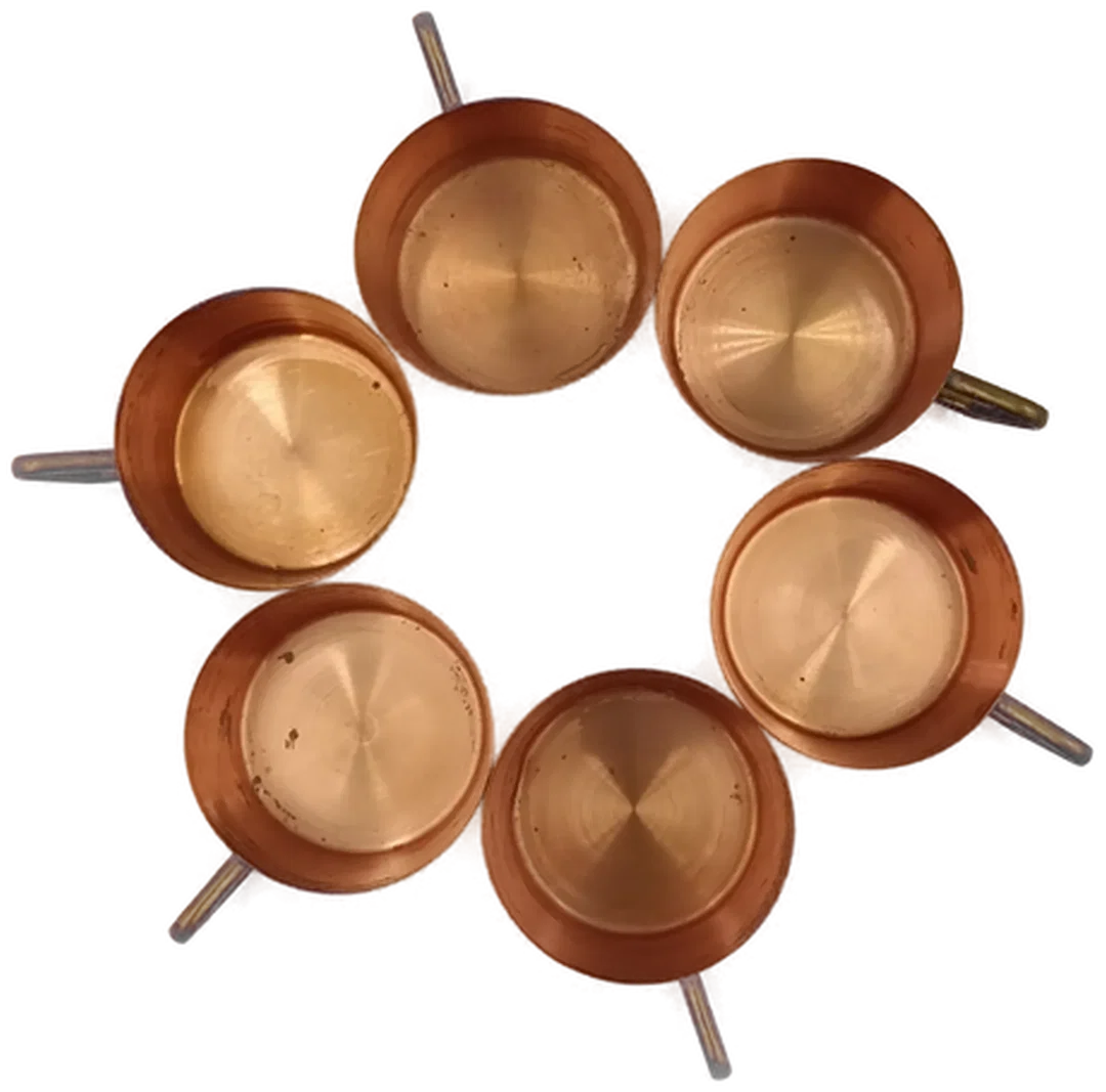 Vintage Kupfer-Tassen Set (6-teilig) – Bild 2