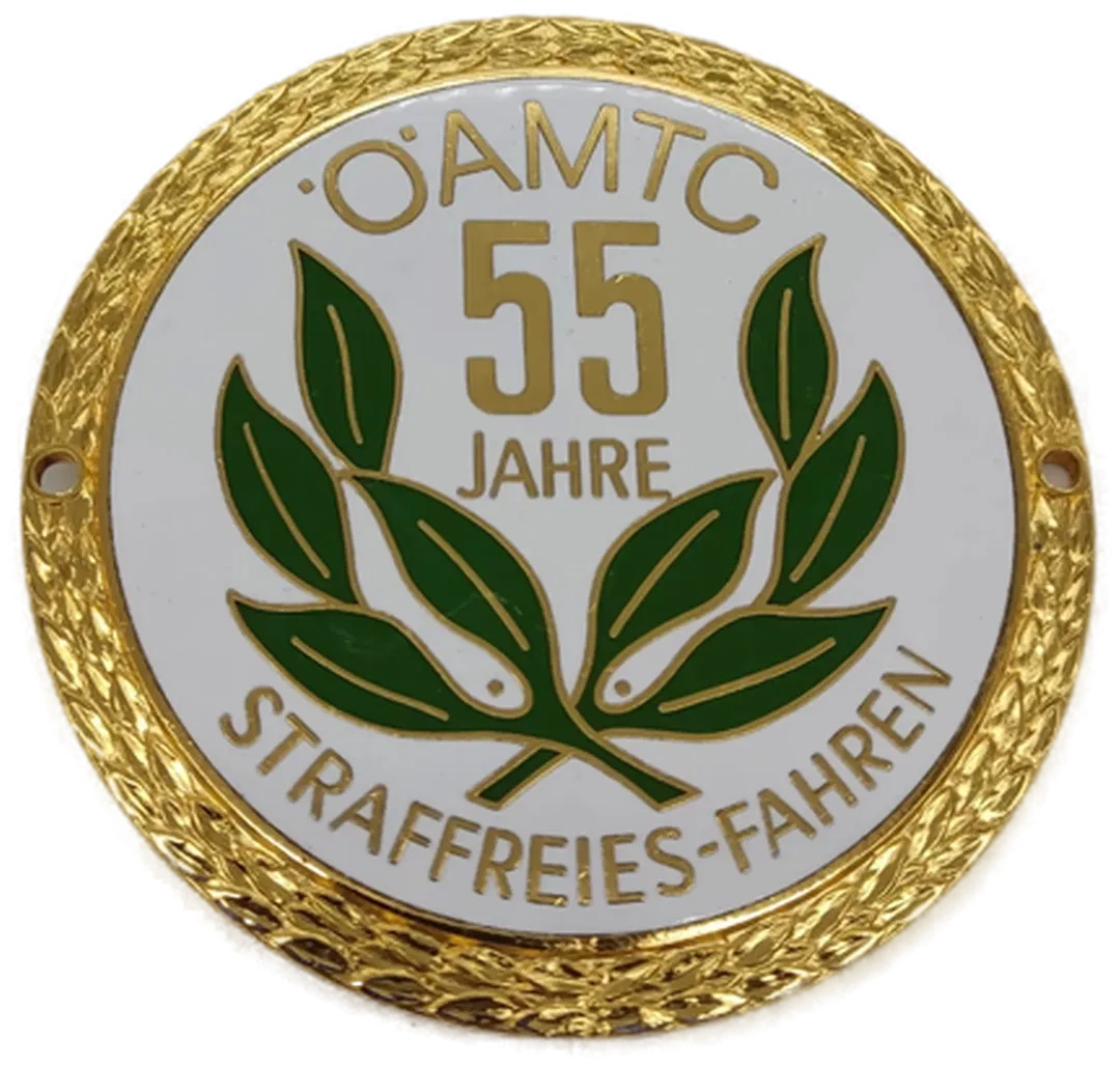Goldene ÖAMTC 55 Jahre Jubiläums-straffreies Fahren-Autoplakette –  Ø 8 cm - Bild 2
