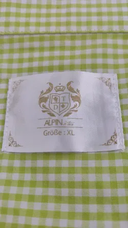 ALPIN Herren Trachtenhemd langärmlig - hellgrün und weiß kariert - Gr. XL - Bild 4