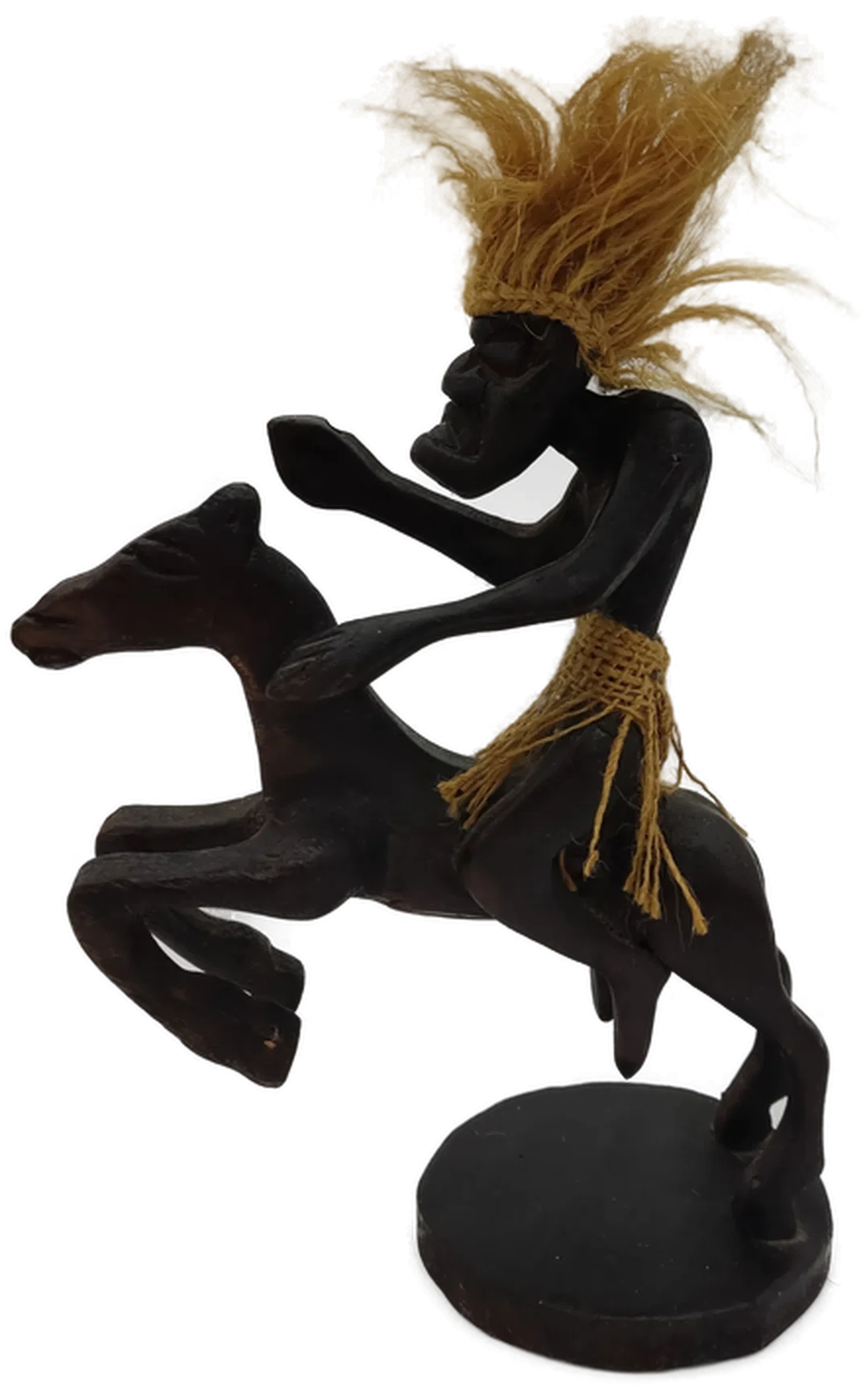 Afrikanische Holzfigur Reiter Auf Pferd | Deko – Bild 2