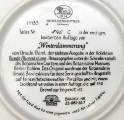 Hutschenreuther Sammelteller 1988 - „Winterdämmerung“ von Ursula Band (Teller 845 C) – Vorschau 3