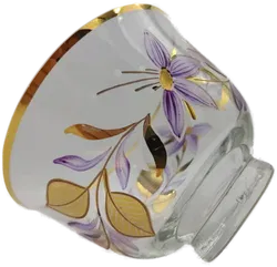 Alte Glasschüssel mit Blumendekor und Goldrand - Bild 3