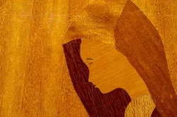 Vintage Intarsien Holzbild Madonna mit Kind, gerahmt, 45,5 × 58 cm - Bild 2