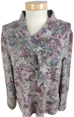Pullover langarm mit Kragen, lila/violett/grau gemustert, Größe 40 - Bild 1