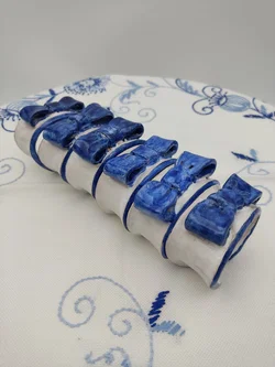 Keramik-Serviettenring mit Schleife 6er-Set | Blau-Weiß Design – Vorschau 9