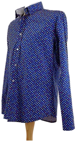 Blaues Herren Hemd Langarm, gepunktet, Gr. L - Bild 3