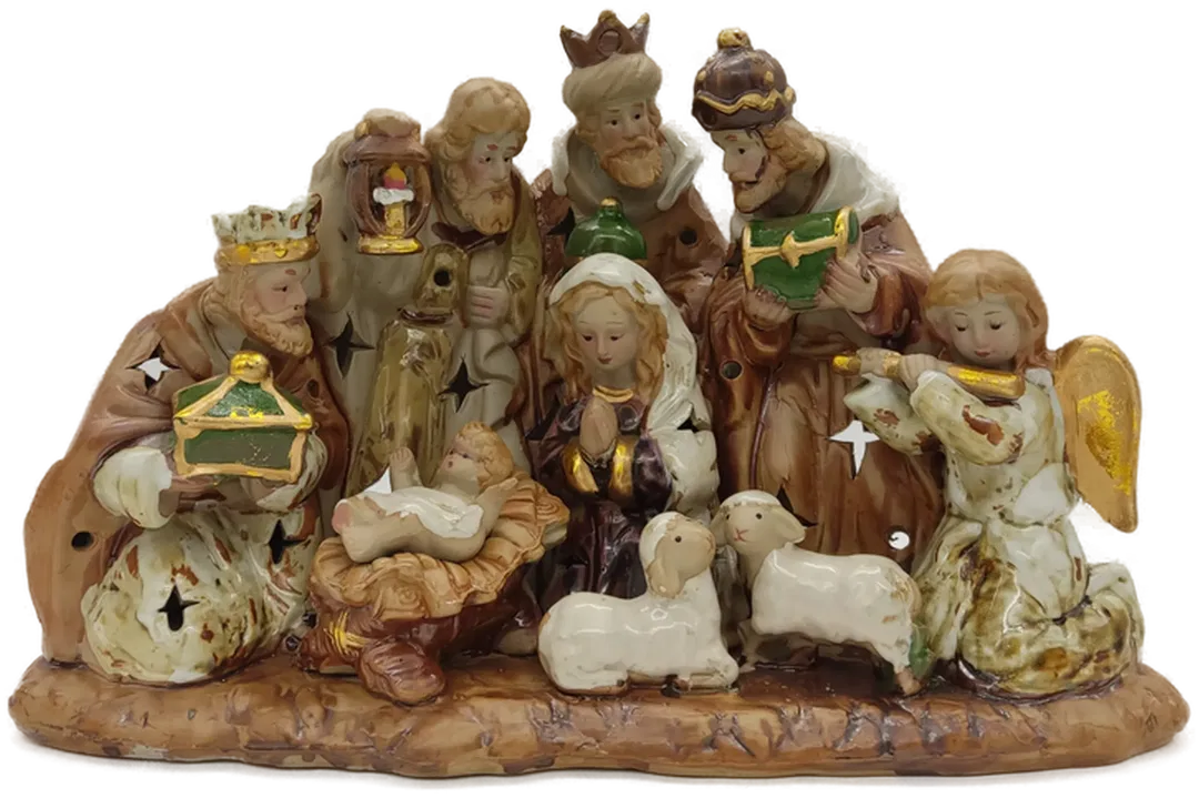 Keramik Krippe Teelichtbeleuchtung Weihnachten - Bild 1