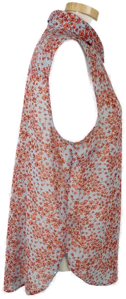 H&M Damen Bluse hellblau + orange/rot geblümt - M/38 - Bild 3