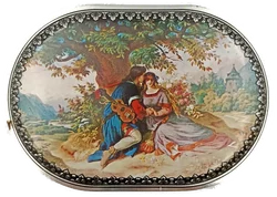 Vintage Hubertus Klieber Dose (Modell 290/2) – Oval mit romantischem Liebespaar – Vorschau 6