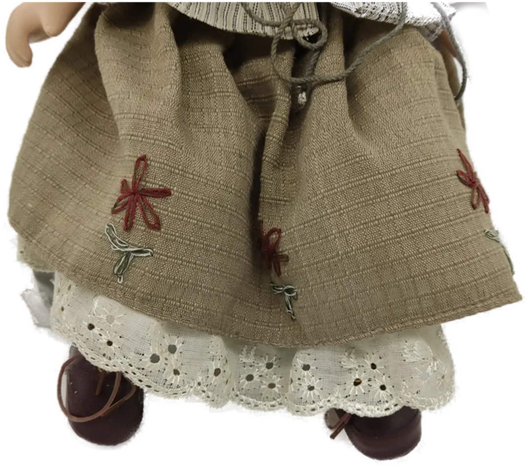 Vintage Porzellanpuppe mit Stoffkörper ca 38cm Sitzende Haltung – Bild 2