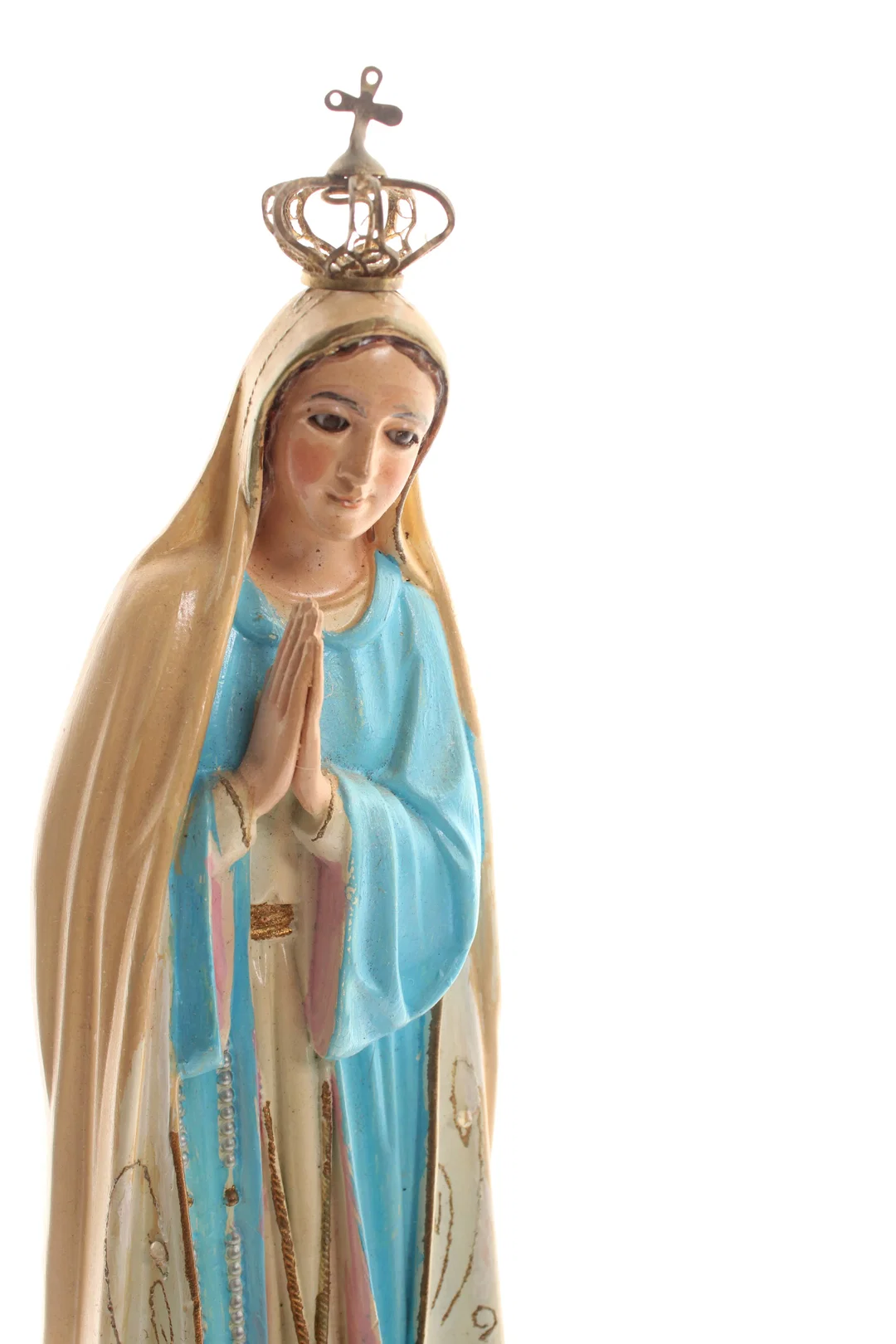 Madonna mit Krone – Marienfigur / Lourdes-Madonna – ca. 39 cm – religiöse Figur auf Holzsockel - Bild 1