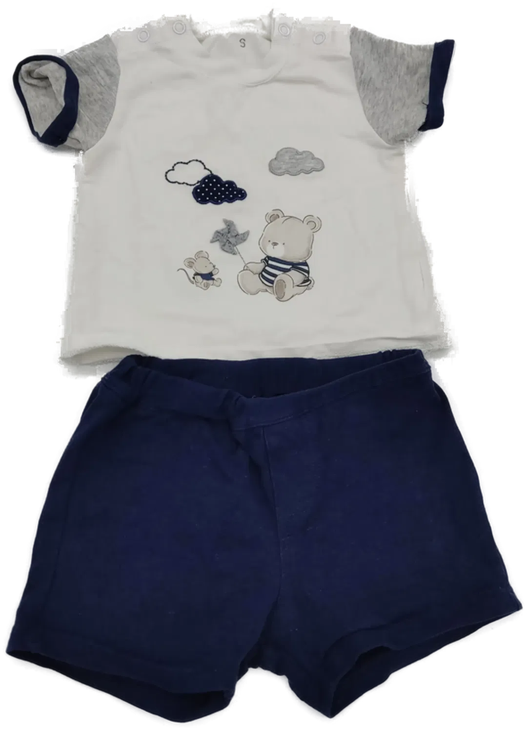 Babykombi Sommer Set in Grau-Weiß-Dunkelblau, Größe S, Top Qualität - Bild 1